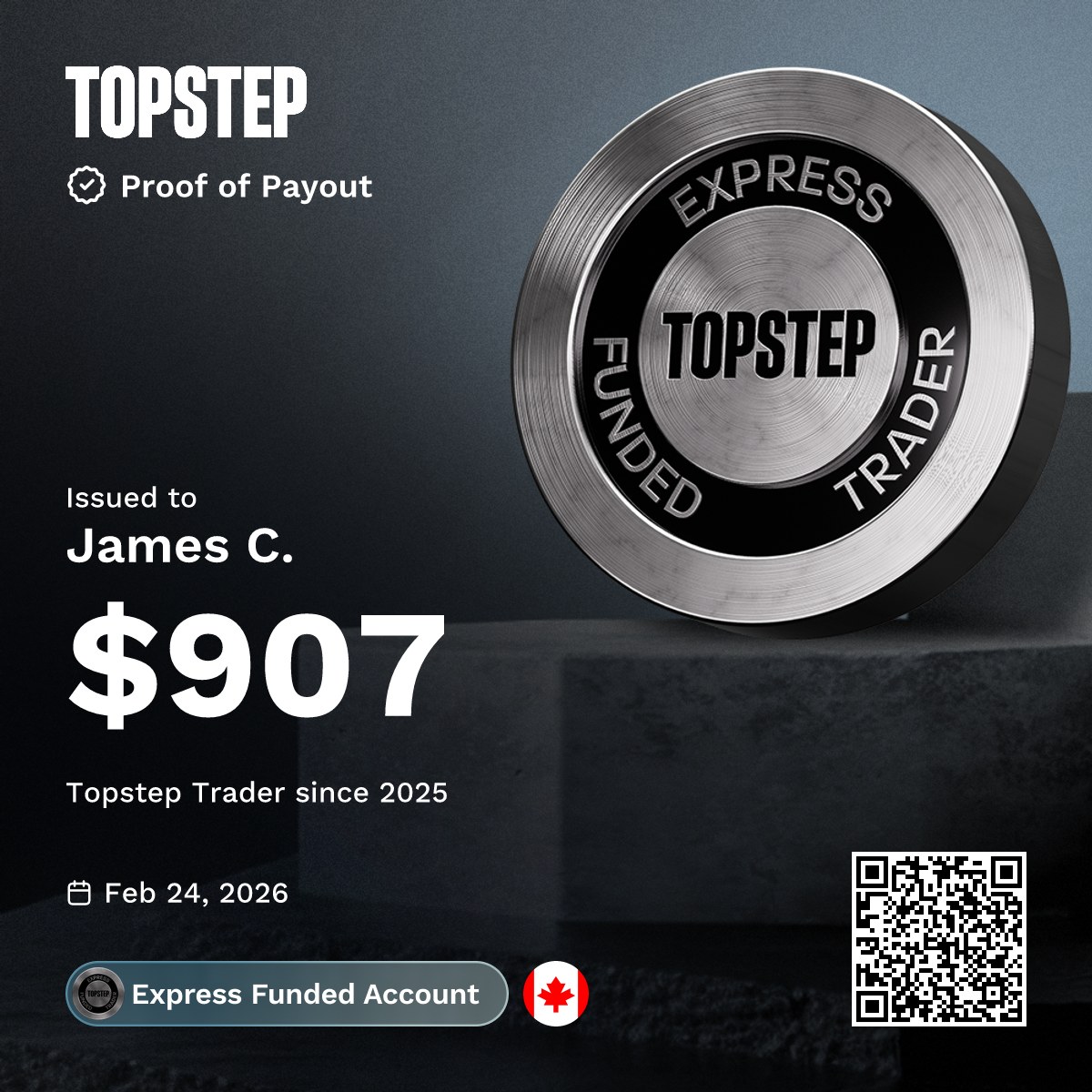 Topstep proof of payout, $907